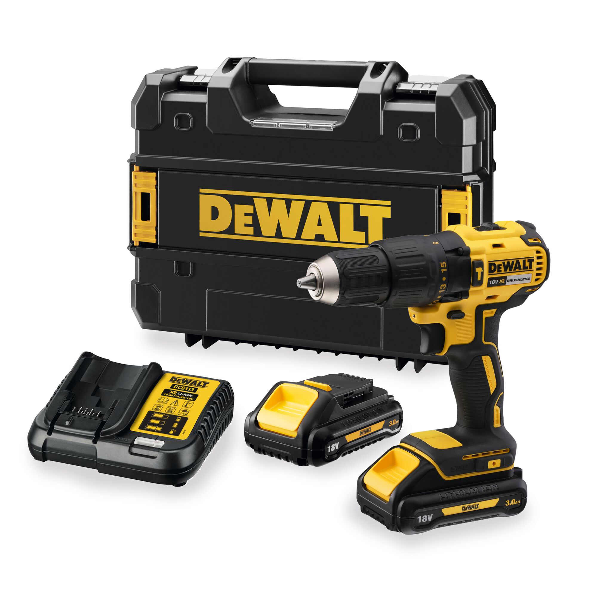 18V XR Brushless Hammer Drill Driver 2 x 4 Ah DEWALT