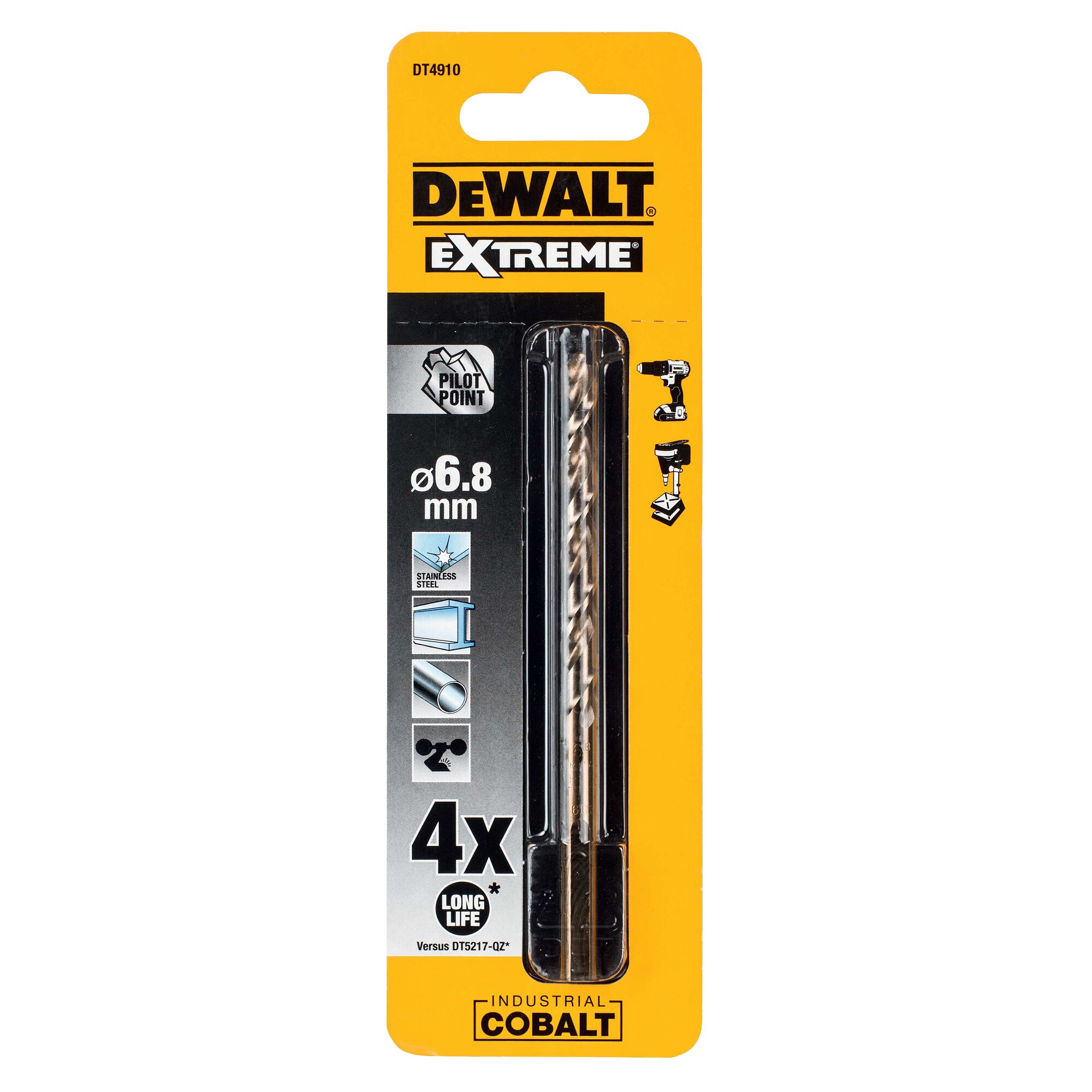 6.8mm Industrial Cobalt HSS E Drill Bit DEWALT